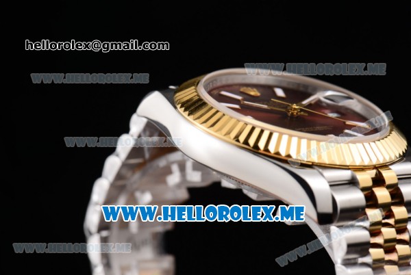 Rolex Datejust II Asia 2813 Automatic Two Tone Case/Bracelet with Brown Dial and Stick Markers (BP) - Click Image to Close
